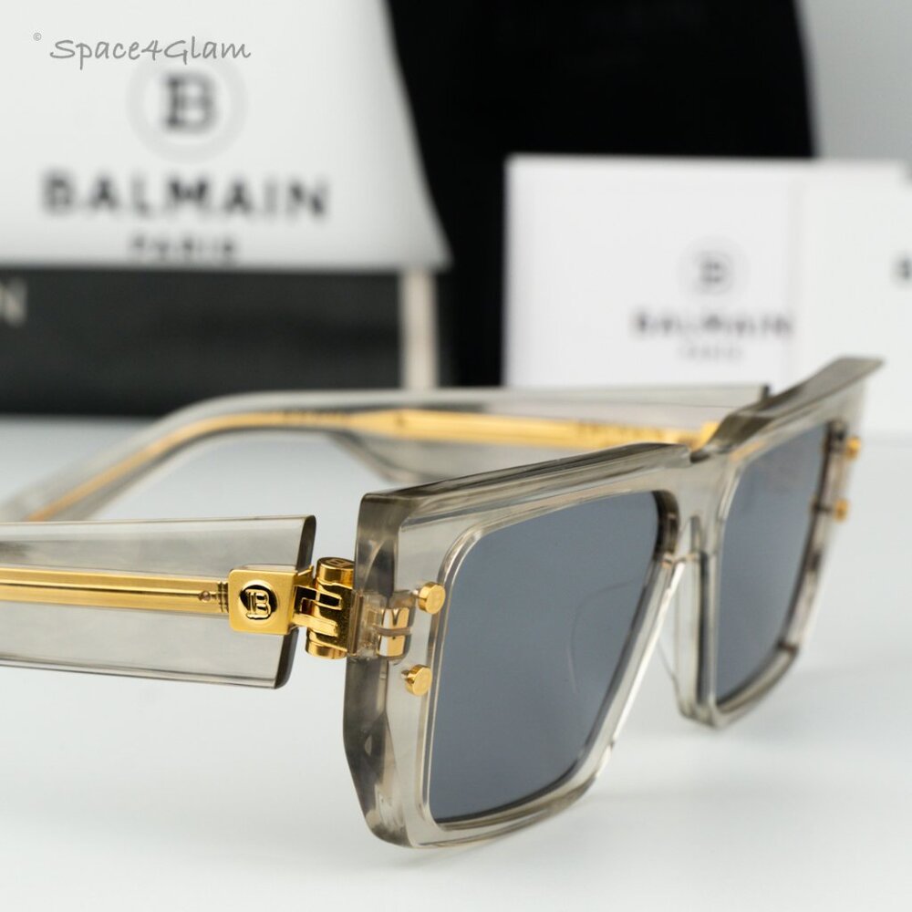 Balmain Women Sunglasses Crystal Grey Gold Cat Eye B-VI BPS-121B-54 BRAND NEW